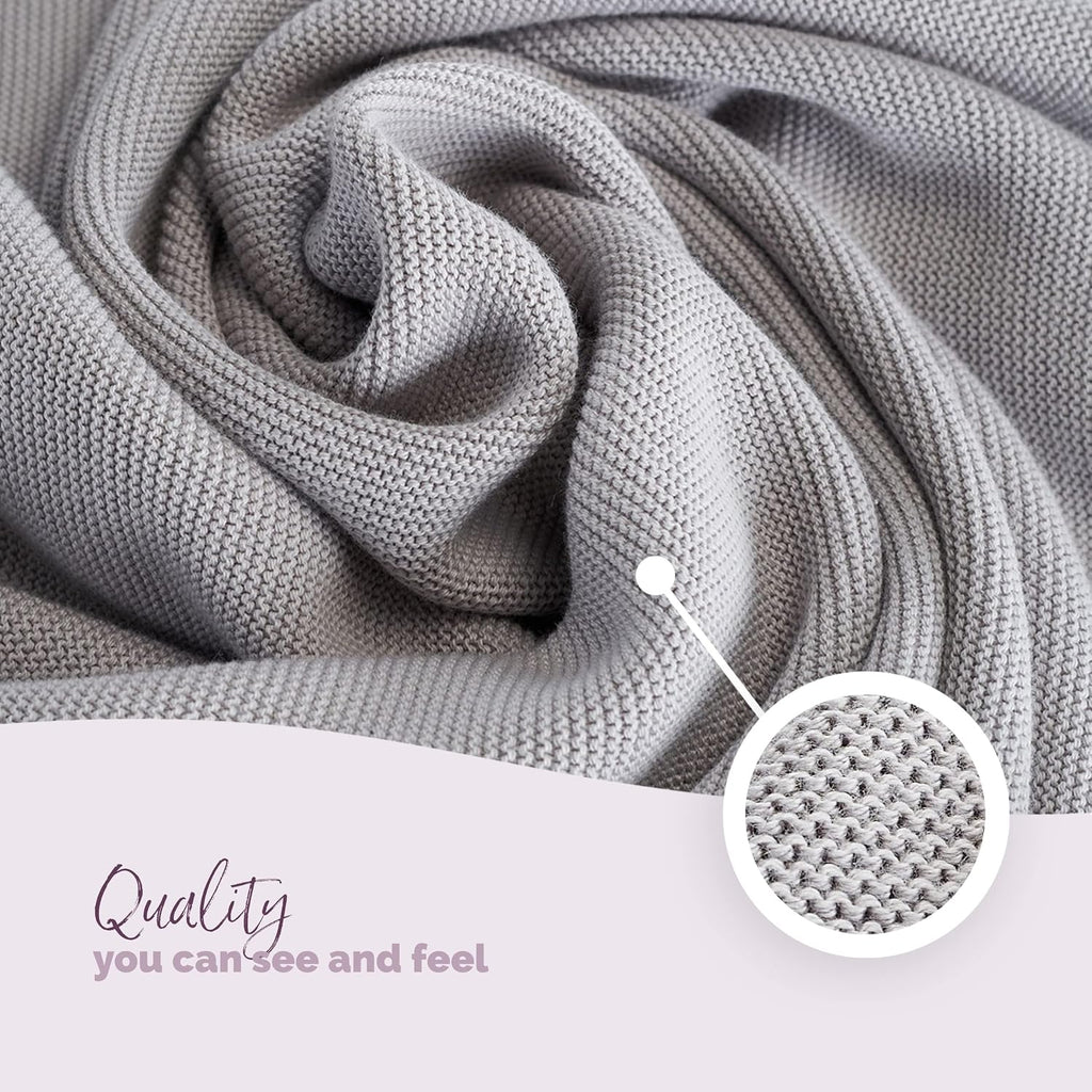 Baby Blanket 100% Organic Cotton, Super Soft and Breathable Knitted Premium Baby Blanket, Ideal for Soft Baby Skin, Material Certified Oeko-Tex Standard 100 and GOTS