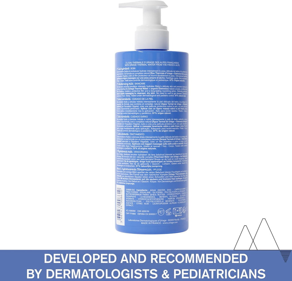 Baby Daily Moisturizing Lotion with Organic Edelweiss & Shea Butter 500Ml - Nourishes, Moisturizes & Protects Skin - Non-Greasy - Delicately Scented - Suitable for Newborns - 97% Natural Origin