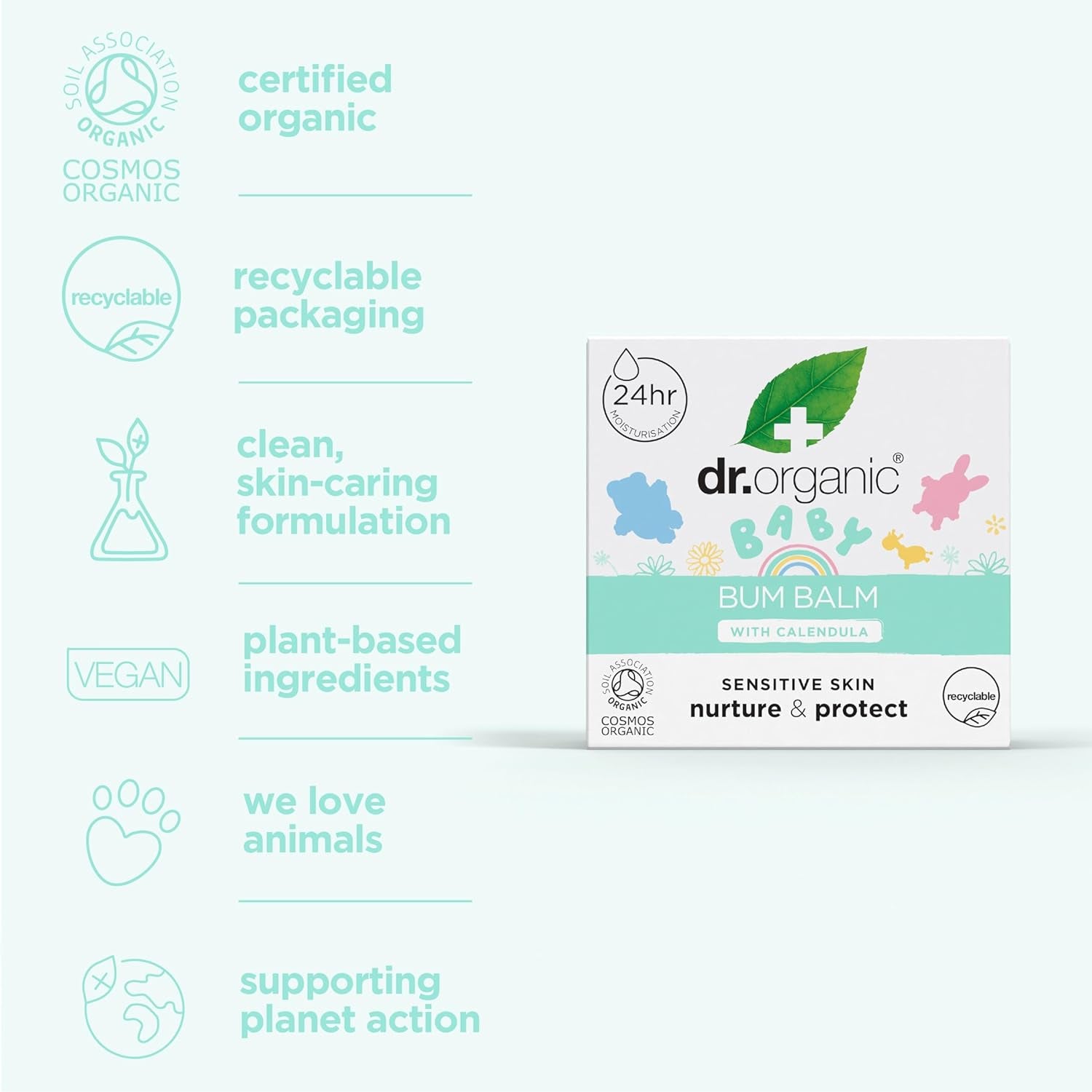 Baby Bum Balm with Calendula, Nappy Rash Cream, Sensitive Skin, Lanolin, Natural, Vegan, Dermatologically Tested, Cruelty-Free, Paraben & SLS Free, Certified Organic, 50Ml