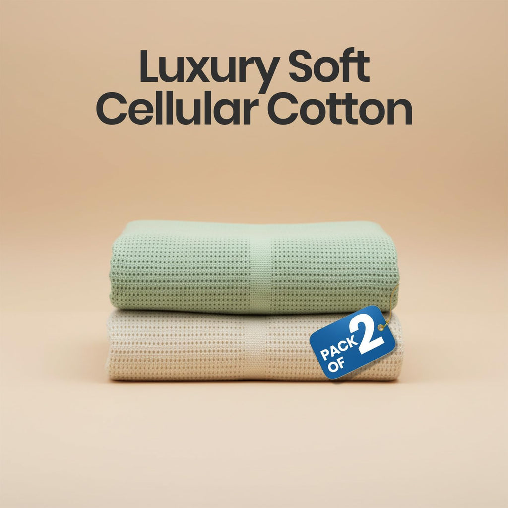 - Cellular Blankets Baby | 100% Pure Organic Cotton | Baby Blanket - 70 X 90 Cm | Warm & Cosy Baby Blankets | Baby Blanket for Newborn | Perfect for Pram/Travel/Moses Baskets (Green/Ivory)