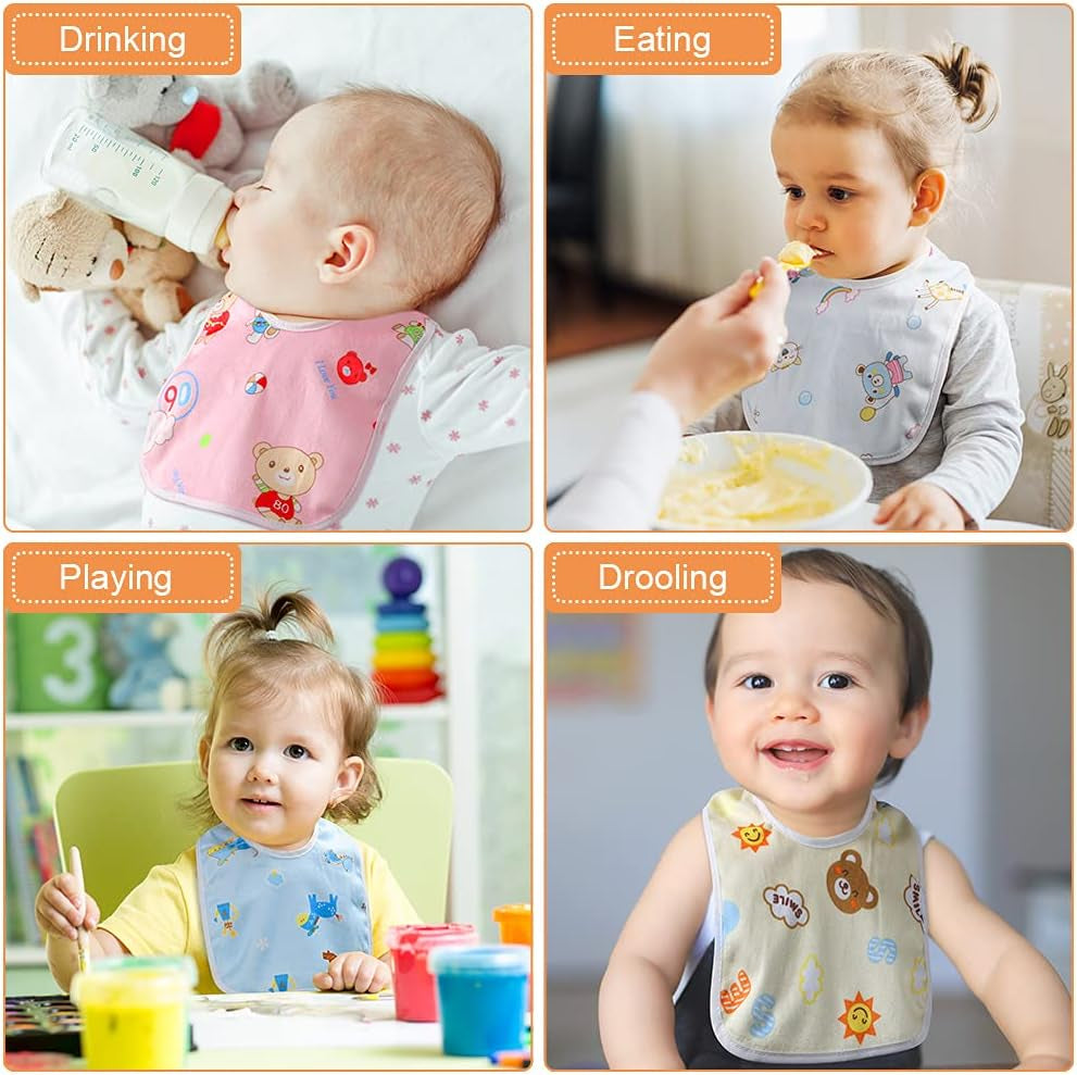 Baby Bandana Dribble Bibs Drool Bibs, 10Pcs Infant Teething Soft and Absorbent with Adjustable Snaps, Bib Set for Unisex Newborn Toddlers Aged 0-36 Months