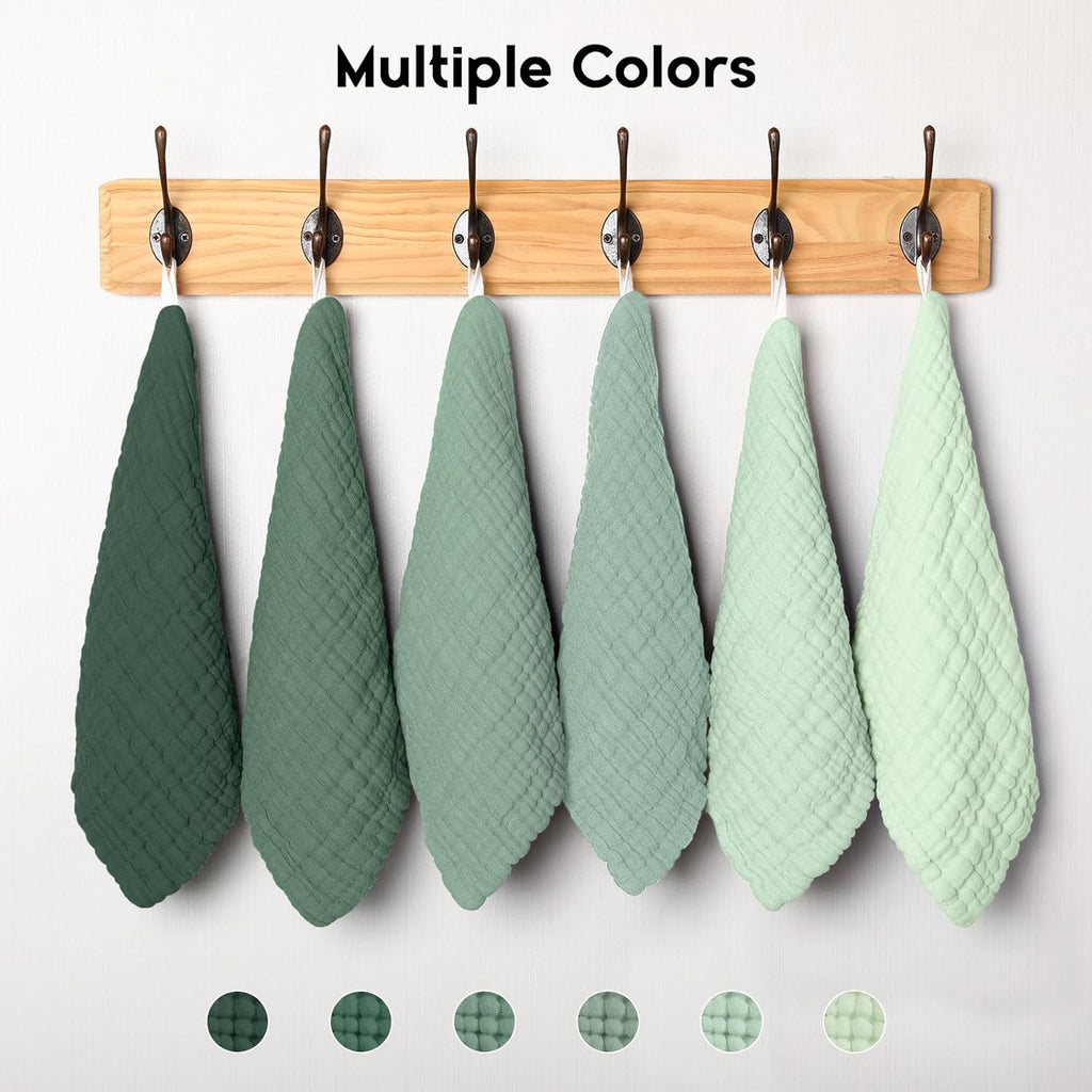 Muslin Cloths for Baby 100% Cotton Muslin Squares Baby Wash Cloth Baby Essentials for Newborn Boys Girls Large 30X30Cm Extra Soft and Absorbent 6 Pack - Gradient Green