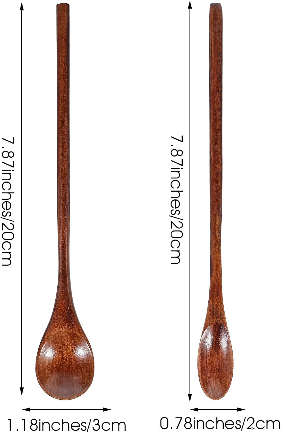 6 Pcs Wooden Coffee Spoons, Long Handle Mixing Spoon Small Wooden Long Teaspoon Honey Spoon Handmade Wood Stirring Spoon Tiny Tasting Spoon Set for Jam Dessert Stir Spoon Kitchen Utensil