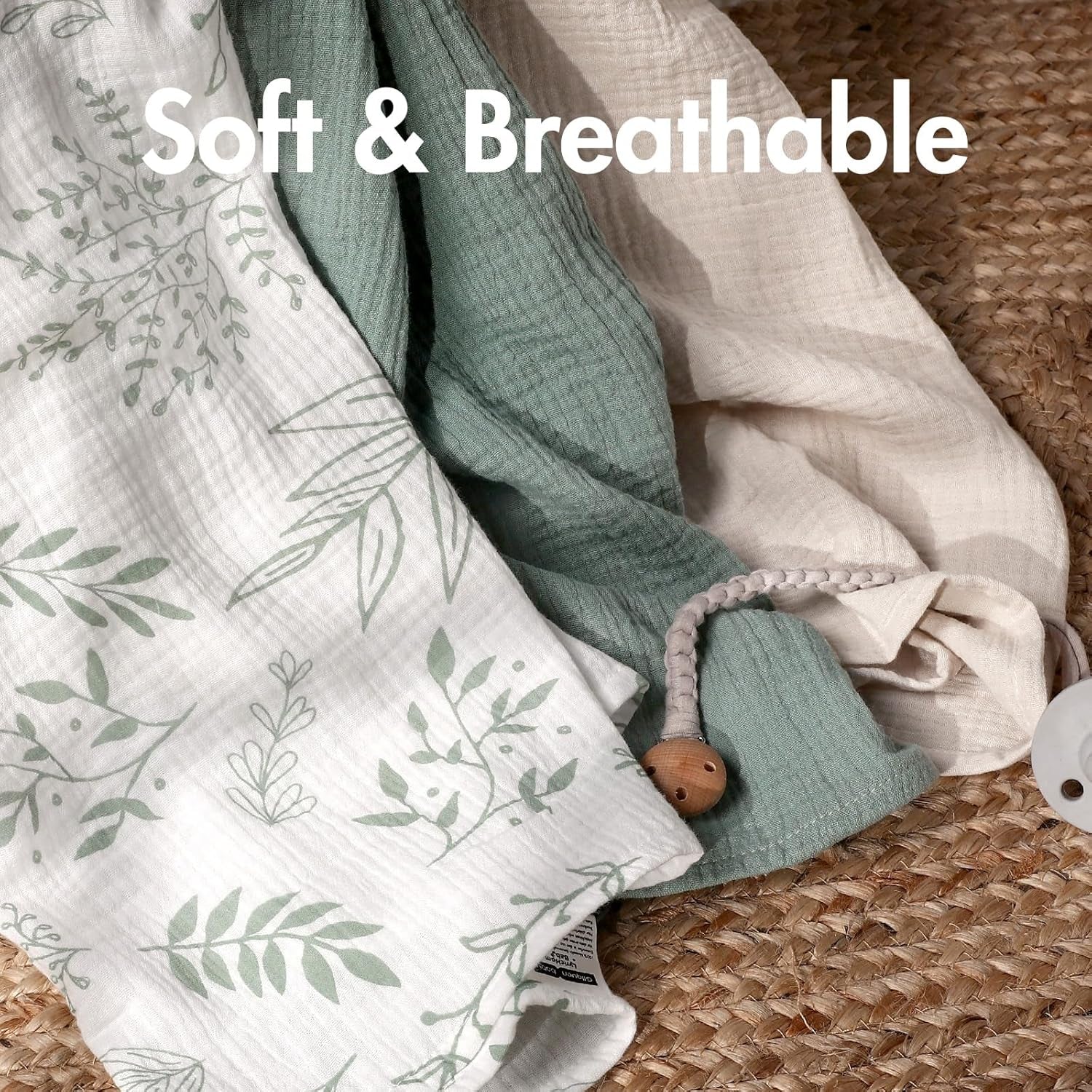 Muslin Cloth Baby Swaddle Cloths for Newborns, Pack of 3 Muslin Blanket, Large 95 X 100Cm Baby Blanket - Baby Swaddle Blanket Burp Cloths, Swaddle Cloth Essential Items for Baby Shower