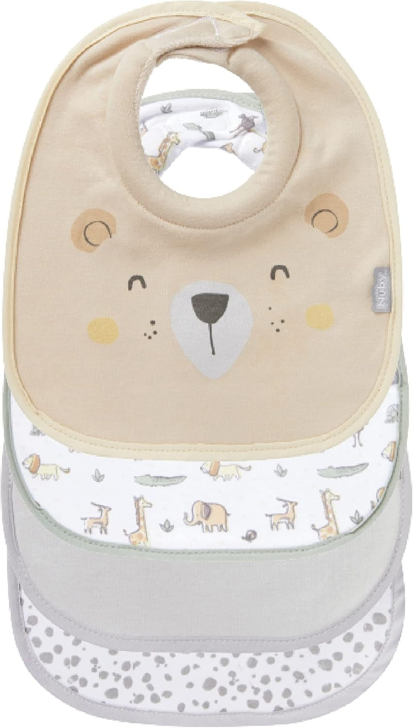 Snug and Dry Bibs Organic Cotton Machine Washable Padded Neckline 048526999460, One Size, (Pack of 4)