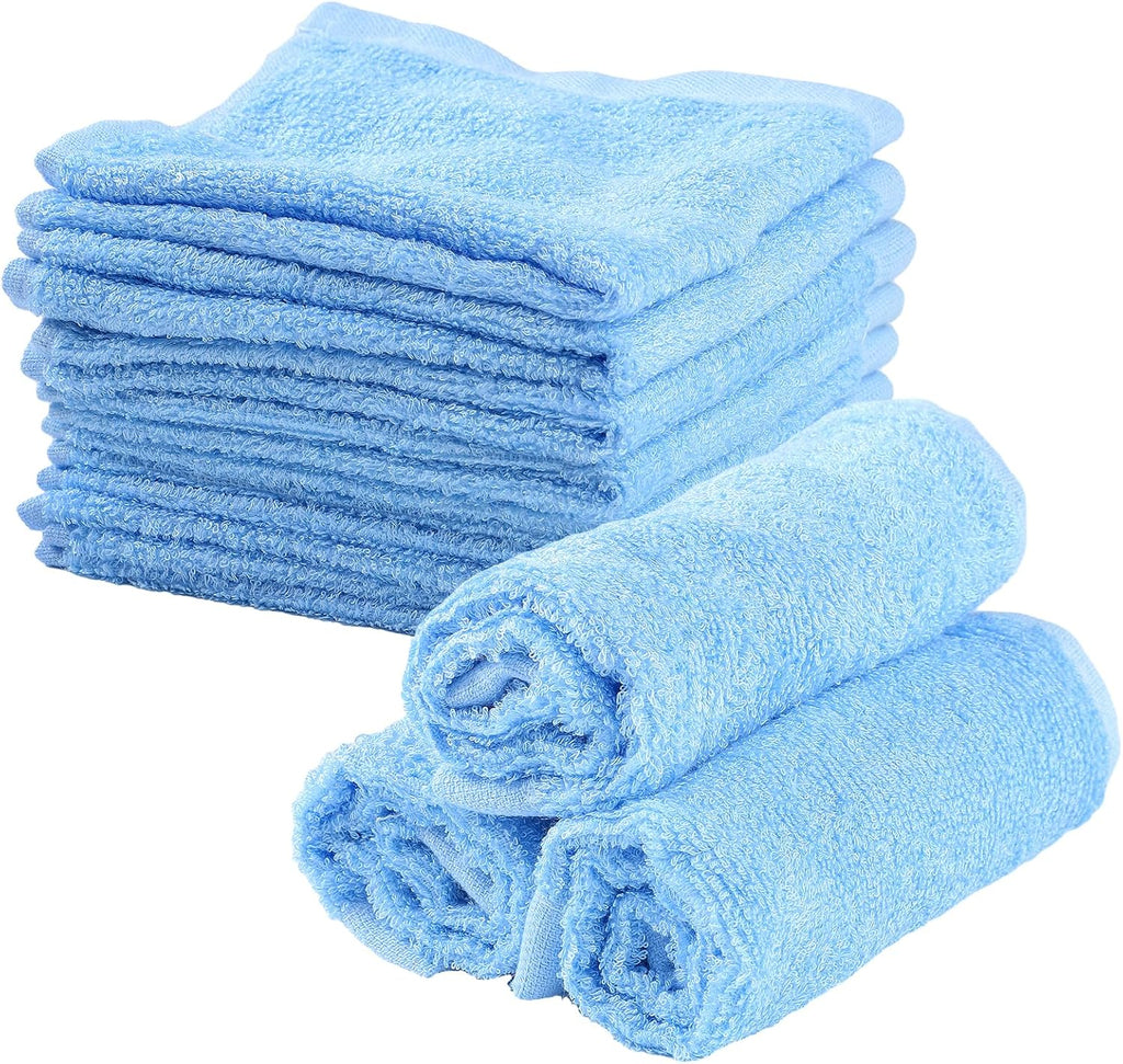 8 Pack Flannel Face Cloth, 10 X 10 Inch Soft Bamboo Face Cloths Towels Reusable Flannels Facial Cleansing Cloths Baby Wash Cloth for Women Kids Adult Spa Sport Beauty Routine (Blue)