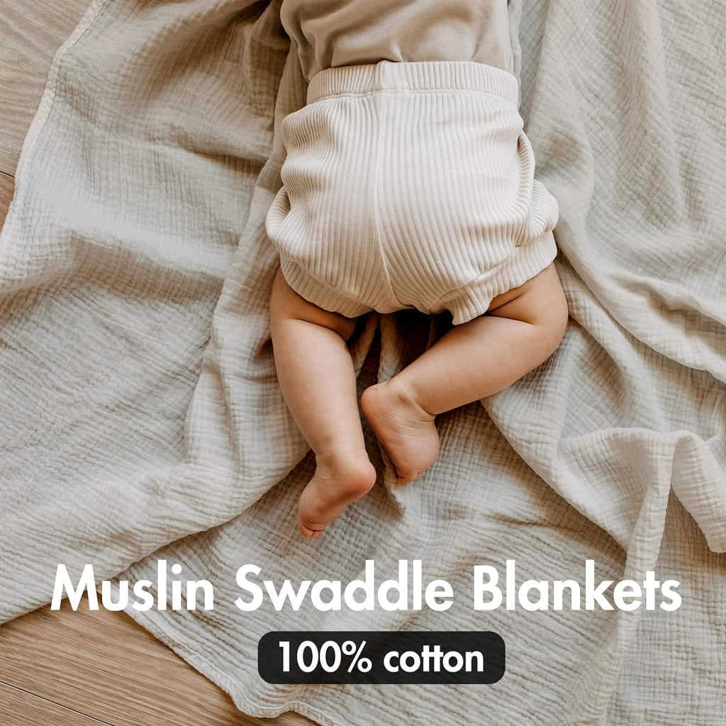 Muslin Cloth Baby Swaddle Cloths for Newborns, Pack of 3 Muslin Blanket, Large 95 X 100Cm Baby Blanket - Baby Swaddle Blanket Burp Cloths, Swaddle Cloth Essential Items for Baby Shower