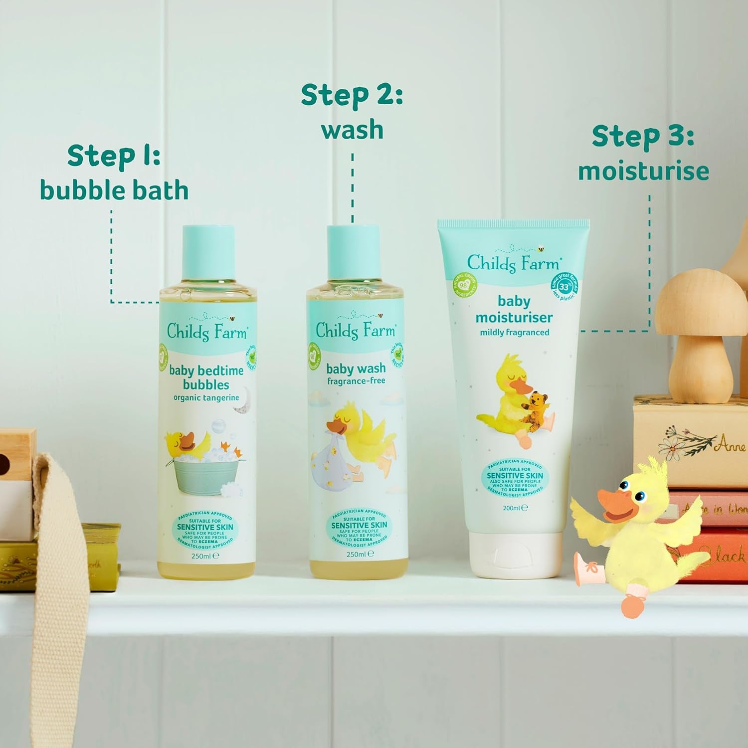 | Baby Regime Bundle | Baby Moisturiser 200Ml, Baby Wash and Baby Bubbles 250Ml | Suitable for Newborns with Dry, Sensitive and Eczema-Prone Skin