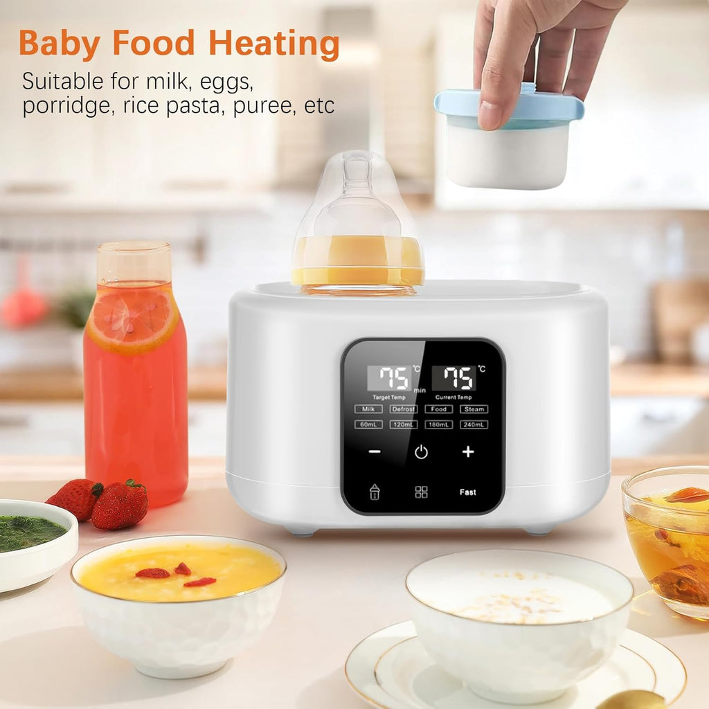 Baby Bottle Warmer 6-In-1 with Temp Control, Fast Warming in Minutes for Breastmilk & Formula, Milk Warmer with Digital LCD, Portable Bottle Steriliser for Travel and Home Use