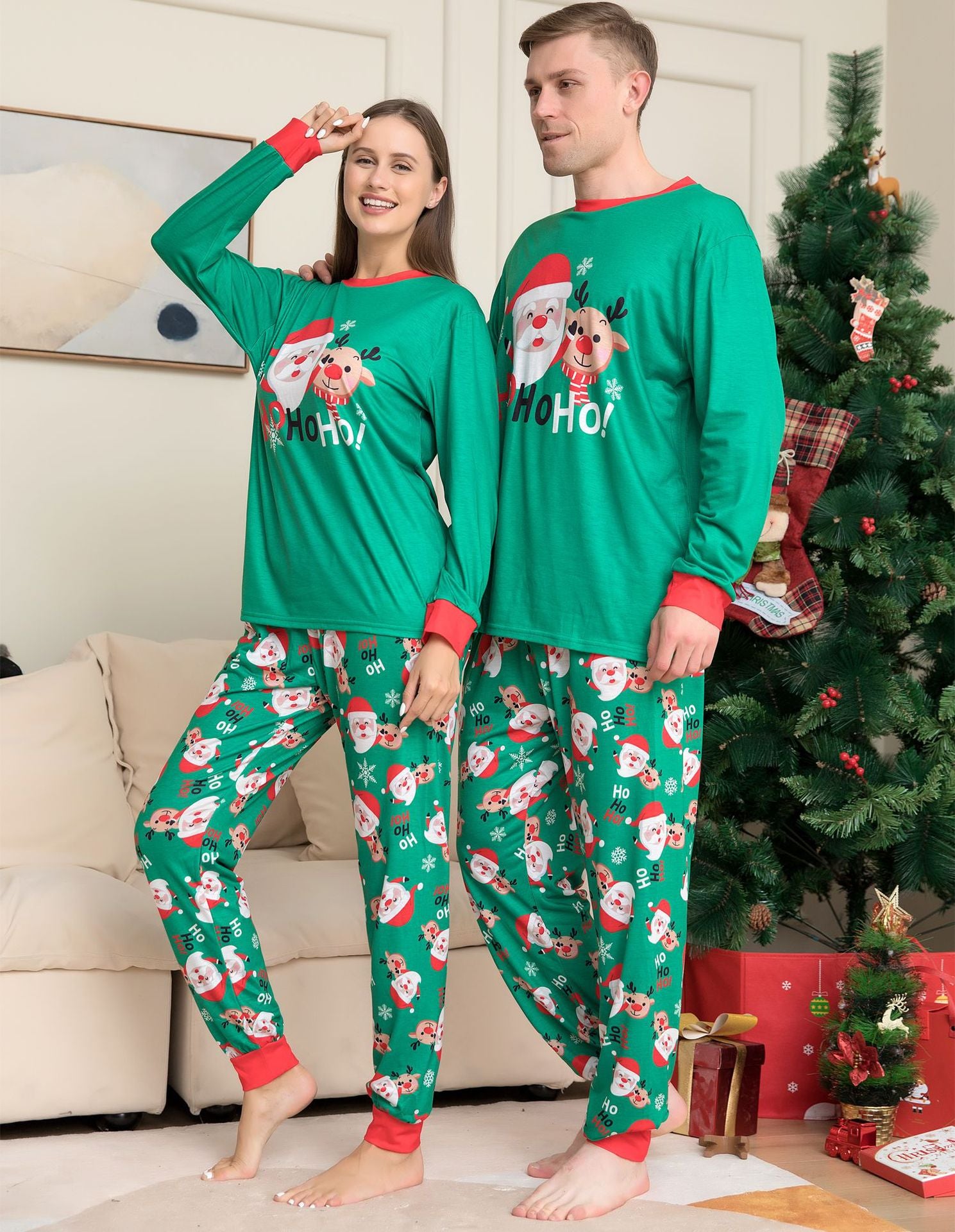 Christmas Pajamas for Family Matching Family Christmas Pjs Sets Santa Claus Printed Top Sleepwear
