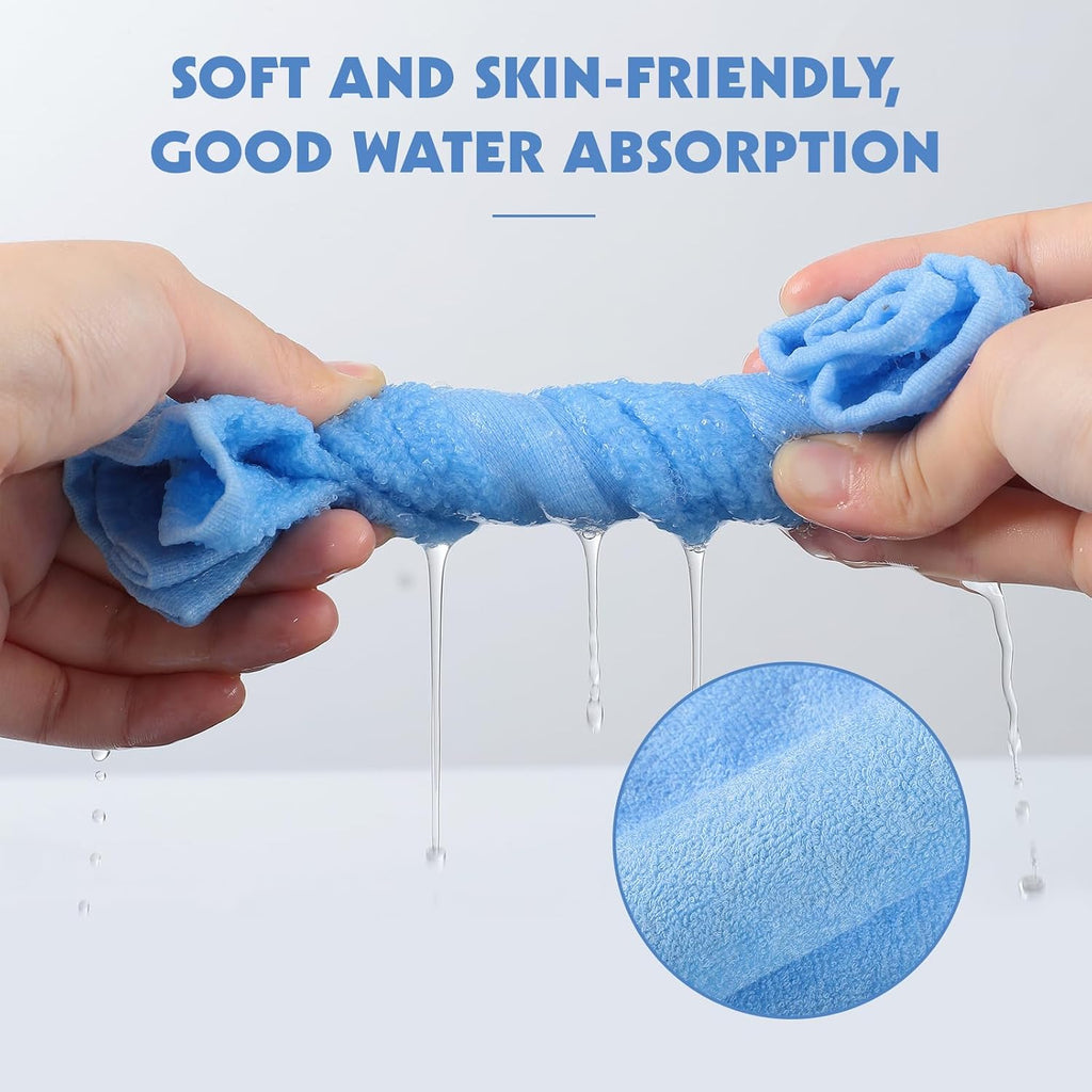 8 Pack Flannel Face Cloth, 10 X 10 Inch Soft Bamboo Face Cloths Towels Reusable Flannels Facial Cleansing Cloths Baby Wash Cloth for Women Kids Adult Spa Sport Beauty Routine (Blue)