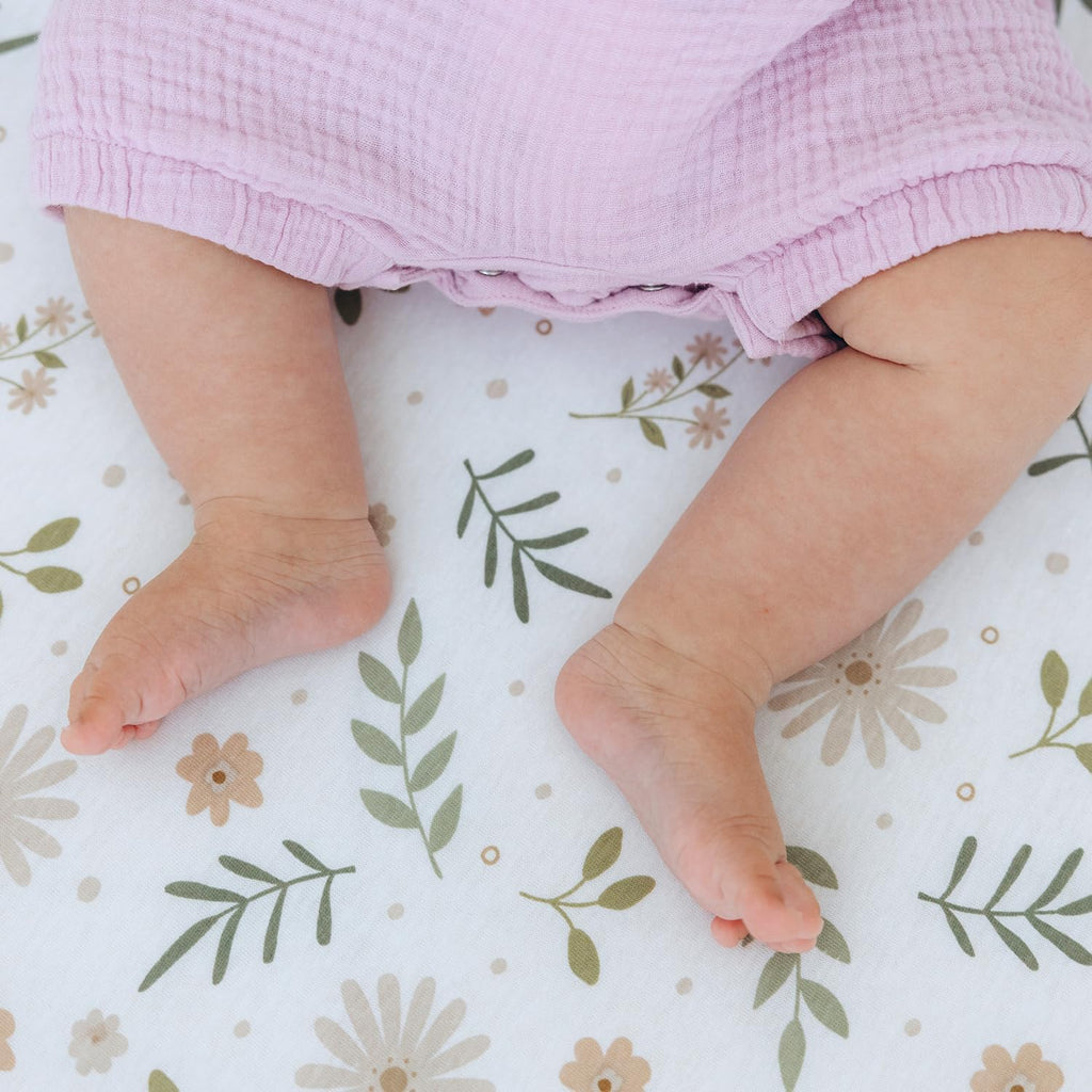 Cotton Cot Sheets,100% Cotton Jersey Sheet, Soft and Breathable Fitted Sheet, Girls, Boys,Baby Mattress Sheet,Crib Sheets,Cot Sheets 120X60 Fitted | Green, Flowers