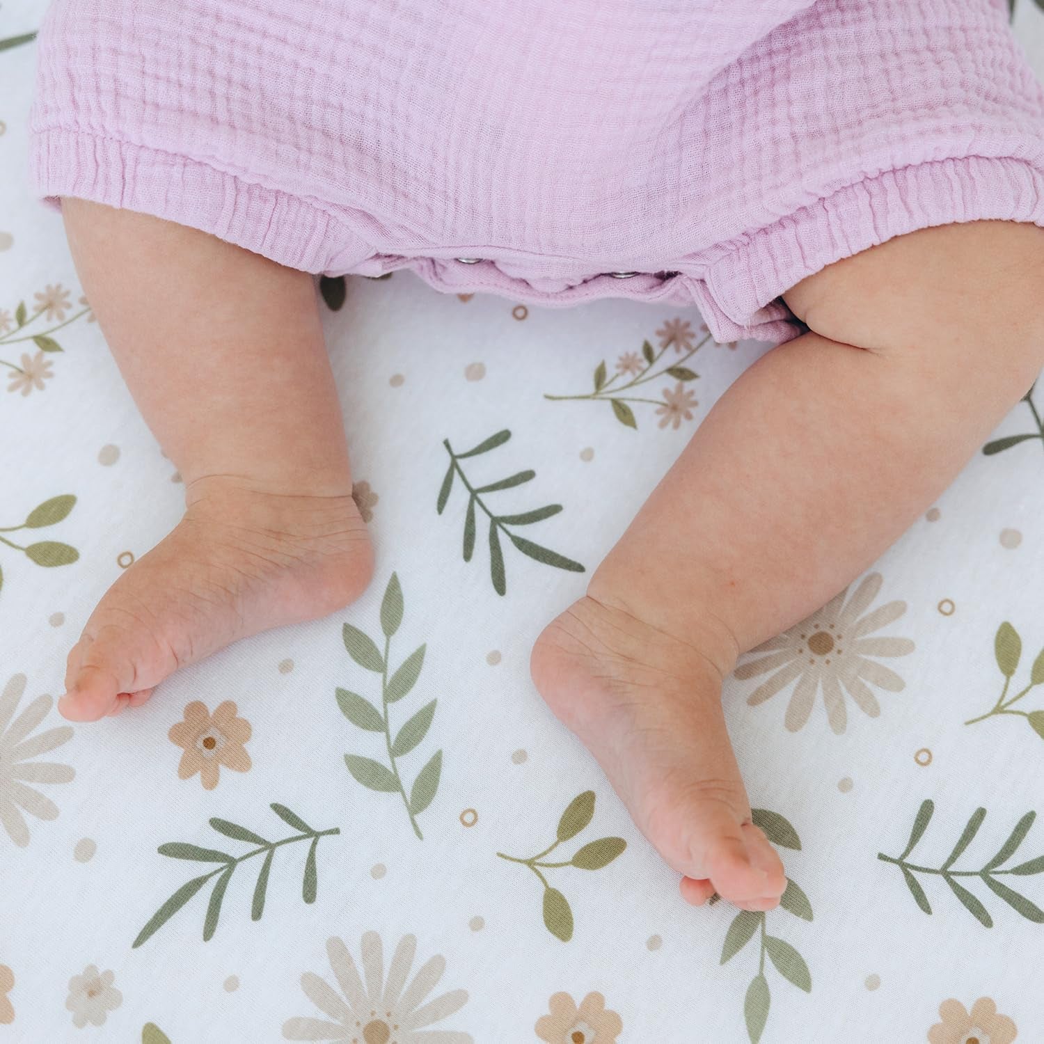 Cotton Cot Sheets,100% Cotton Jersey Sheet, Soft and Breathable Fitted Sheet, Girls, Boys,Baby Mattress Sheet,Crib Sheets,Cot Sheets 120X60 Fitted | Green, Flowers