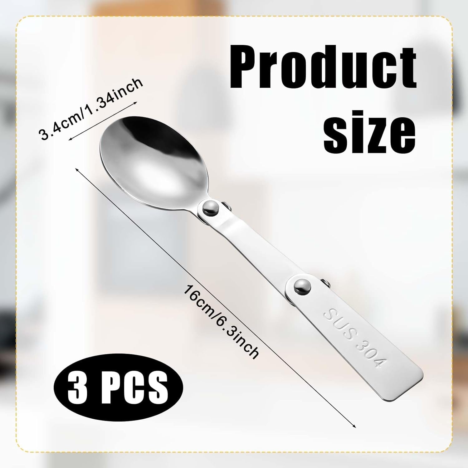 3Pcs Folding Spoon for Thermos Funtainer Food Jar 16Oz, Spoon Replacement Parts Stainless Steel Foldable Spoon Accessories Metal Serving Spoon Stainless Spoon Compatible with Thermos Funtainer