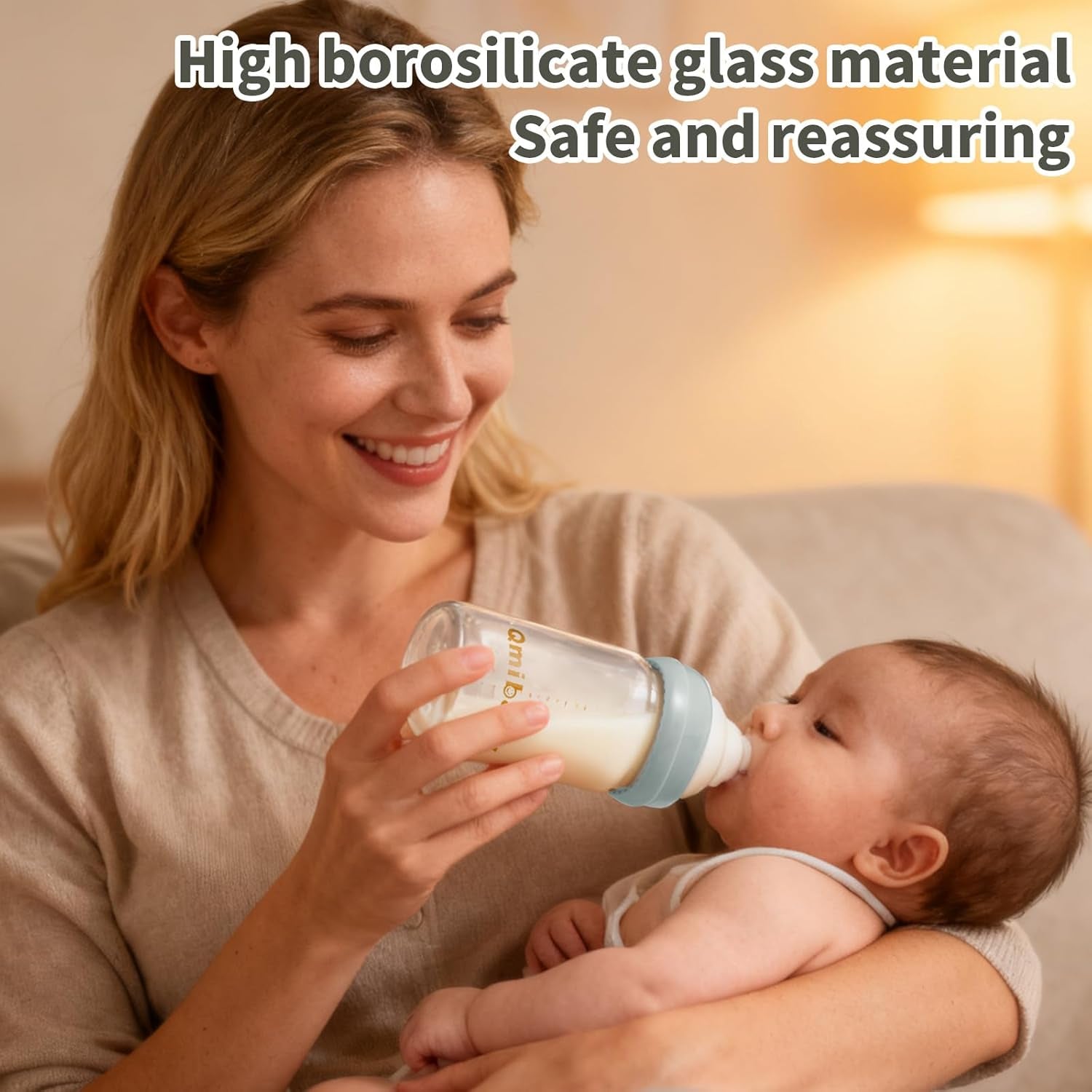 Glass Breast Milk Storage Bottles 180Ml Bpa-Free Natural Baby Bottle for Breastmilk Storage Wide Neck Bottles with Screw Ring Sealing Disk Leak-Proof Breastfeeding Milk Collection (Grey)