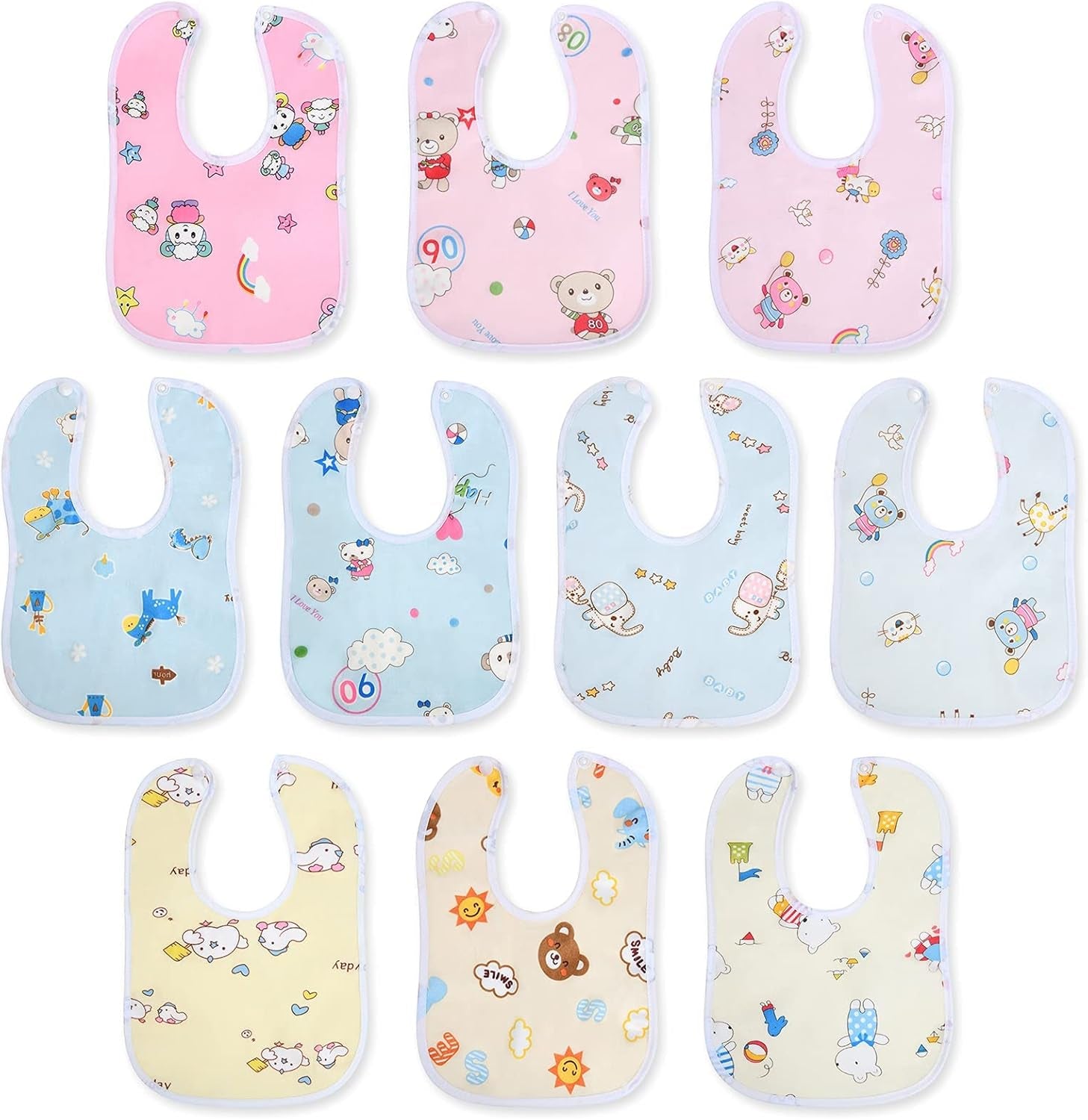Baby Bandana Dribble Bibs Drool Bibs, 10Pcs Infant Teething Soft and Absorbent with Adjustable Snaps, Bib Set for Unisex Newborn Toddlers Aged 0-36 Months