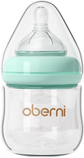 Glass Baby Bottle, Easy to Clean, Anti-Colic Baby Bottle with Slow Flow Breast-Like Teat 120Ml 4OZ (Pack of 1), 0~3 Months, Pink