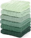 Muslin Cloths for Baby 100% Cotton Muslin Squares Baby Wash Cloth Baby Essentials for Newborn Boys Girls Large 30X30Cm Extra Soft and Absorbent 6 Pack - Gradient Green