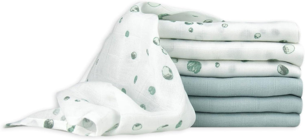 Muslin Baby Wash Cloths 6 Pack, 30 X 30 Cm, Whisper Grey,