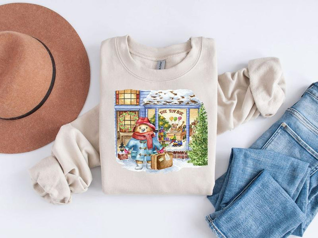 Ladies Christmas Sweatshirt, Christmas Bear Sweatshirt, Cute Bear Sweater, Christmas Gift