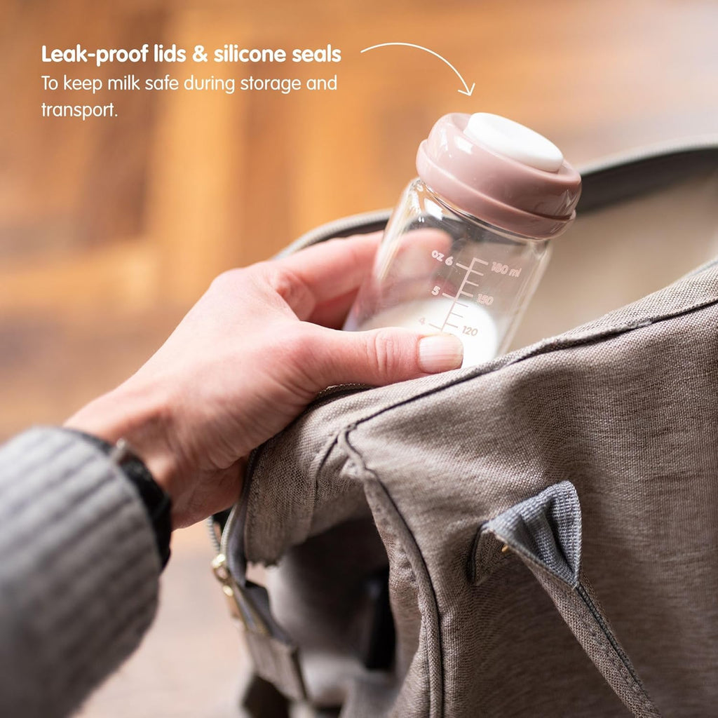 Premium Glass Breastmilk Storage Bottles, Pack of Four, 180Ml, Dishwasher, Freezer, and Microwave Safe (Glass Breastmilk Storage Bottles, 4 X 180Ml)