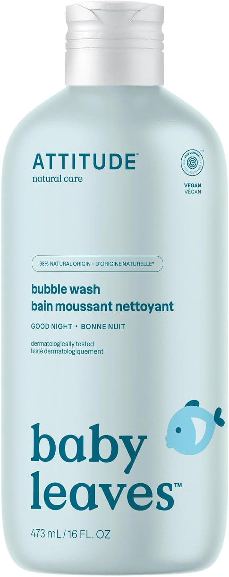 Bubble Bath and Body Wash for Baby, EWG Verified, Dermatologically Tested, Plant- and Mineral-Based Ingredients, Vegan, Good Night, 473 Ml