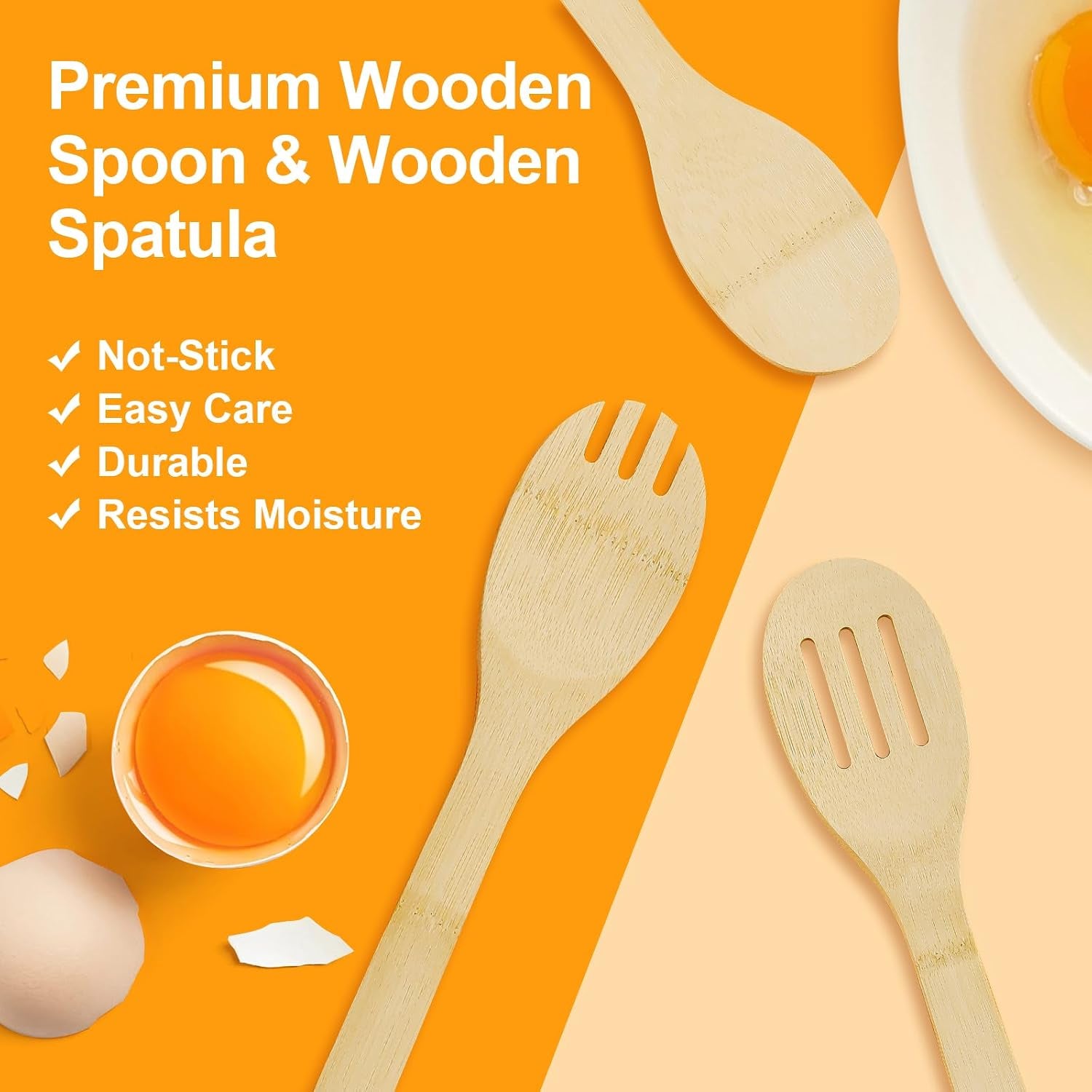 Wooden Spoons for Cooking,6 Piece Wooden Spoon Set,Wooden Spatula for Cooking,Slotted Wood Bamboo Spoon,Wooden Utensil Set,Premium Wood Kitchen Utensils