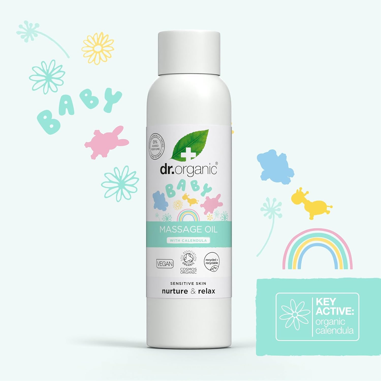 Baby Massage Oil with Calendula, Sensitive Skin, Soothing & Bonding Massage, Dermatologically Tested, Natural, Vegan, Cruelty-Free, Paraben & SLS Free, Certified Organic, 150Ml