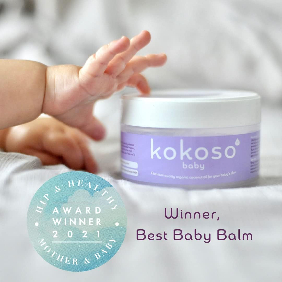 Baby - Organic Coconut Oil - 100% Natural Baby Oil - for Dry, Sensitive Skin & Eczema Prone Skin - Ultra Lightweight & Non Greasy - Suitable from Newborn Upwards - 70G