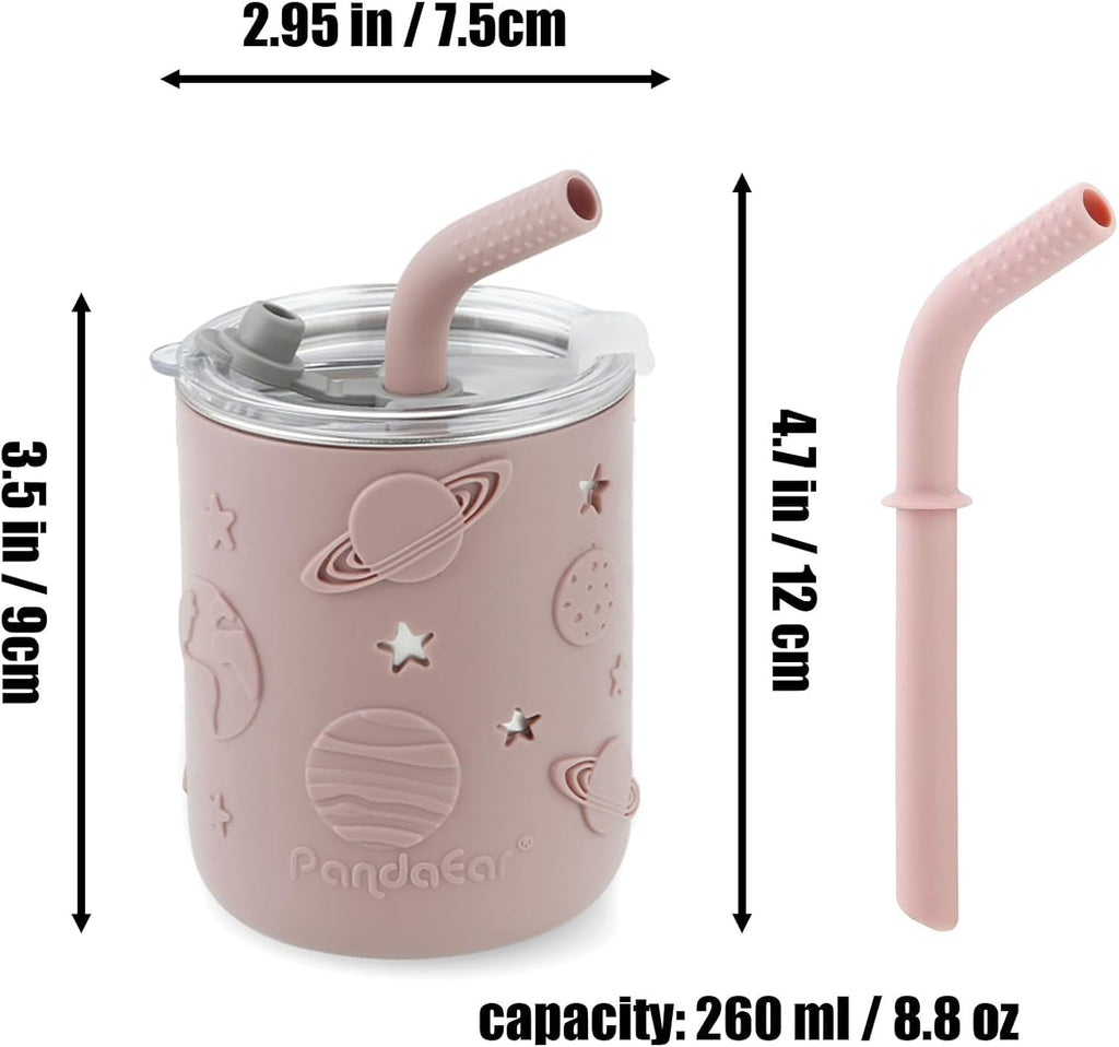 6-In-1 Stainless Steel Baby Feeding Set | Divided Baby Plates with Suction, Toddler Bowl, Sippy Cup with Straw, Baby Bib, Spoon & Fork | Bpa-Free Toddler Weaning Set
