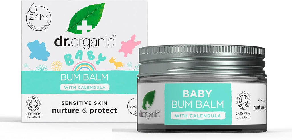 Baby Bum Balm with Calendula, Nappy Rash Cream, Sensitive Skin, Lanolin, Natural, Vegan, Dermatologically Tested, Cruelty-Free, Paraben & SLS Free, Certified Organic, 50Ml