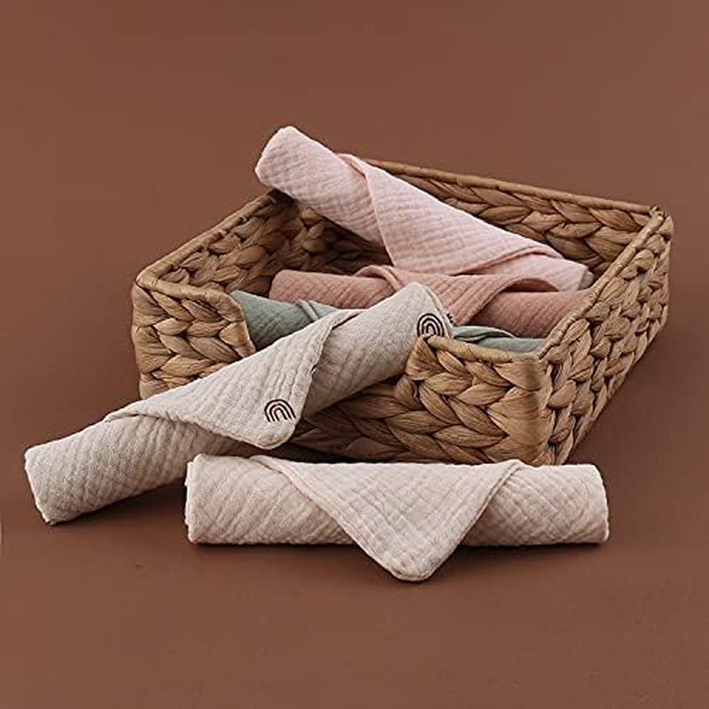 5 Pack Luxury Muslin Squares | Cute Small Baby Burp Cloths (Peach)