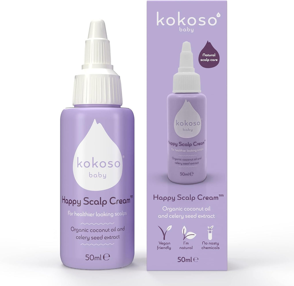 Baby - Happy Scalp Cream for Baby - Organic Coconut Oil, Aloe Vera & Celery Seed Extract - Moisturises & Soothes Dry Scalps - Fragrance-Free, Ph Balanced Formula - 50Ml