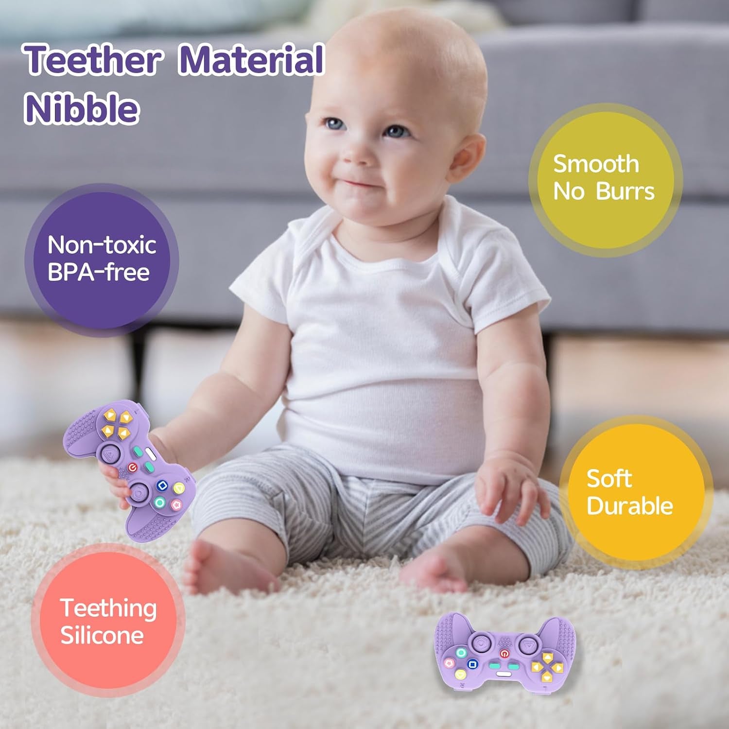 Silicone Teething Toys for Babies 0-6 Months, Teethers for Babies 6-12 Months, Remote Teether for Baby, Sensory Toys for Babies, Baby Chew Toys