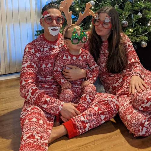 2025 New Christmas Pajamas Set for Family Mother Father Kids Matching Clothing Baby&Dog Romper Pjs Xmas Look Loose Soft Outfits
