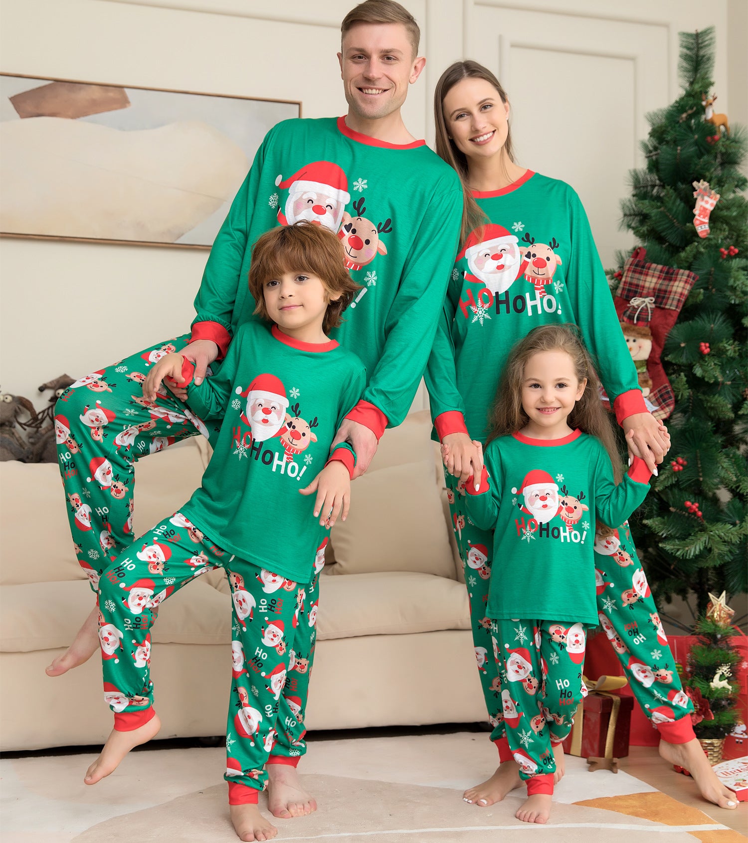 Christmas Pajamas for Family Matching Family Christmas Pjs Sets Santa Claus Printed Top Sleepwear
