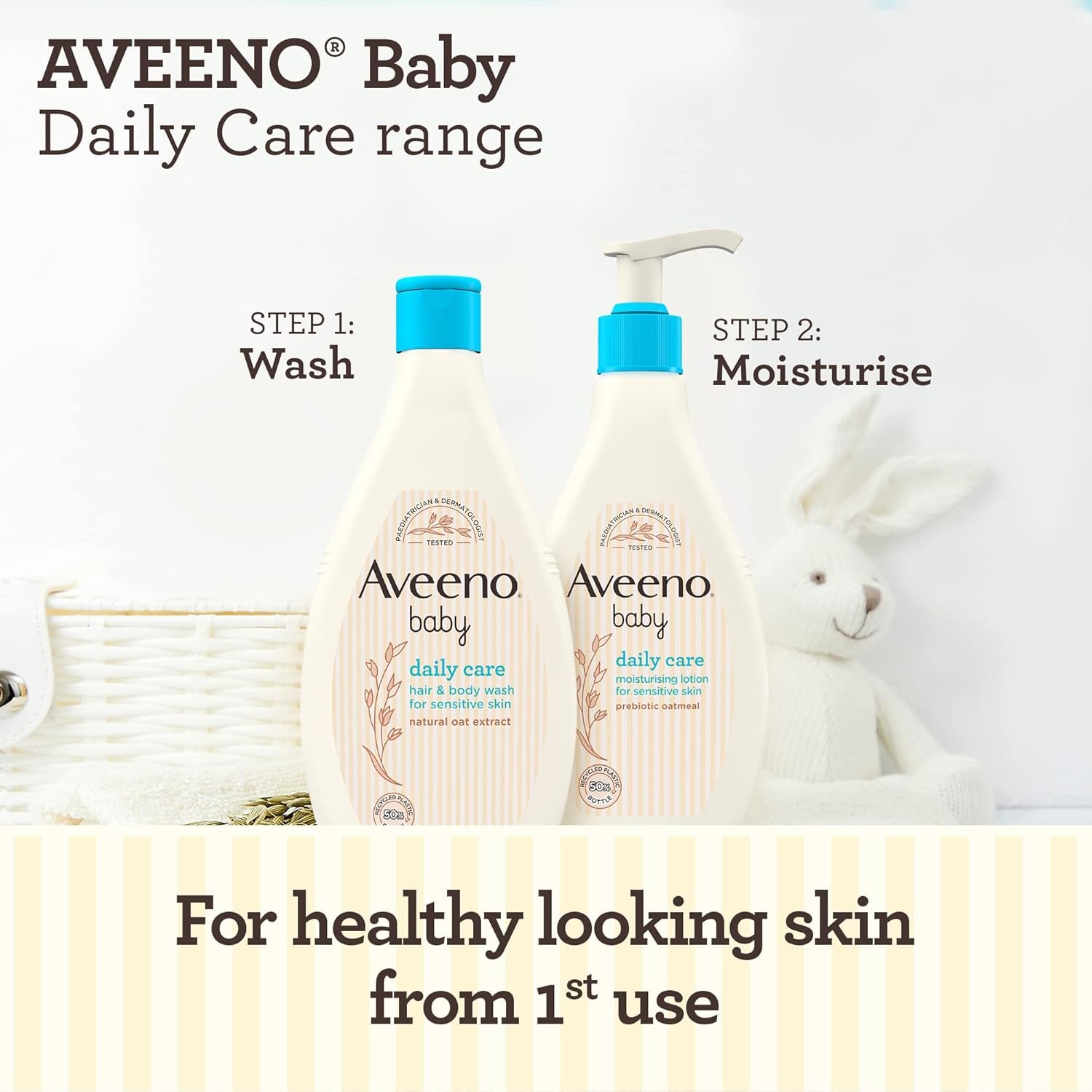 Daily Care Hair and Body Wash (2 X 400 Ml), Tear-Free Baby Wash with Gentle Fragrance with Collodial Oatmeal, Gently Cleanses and Leaves Skin Feeling Moisturised, for Sensitive Skin