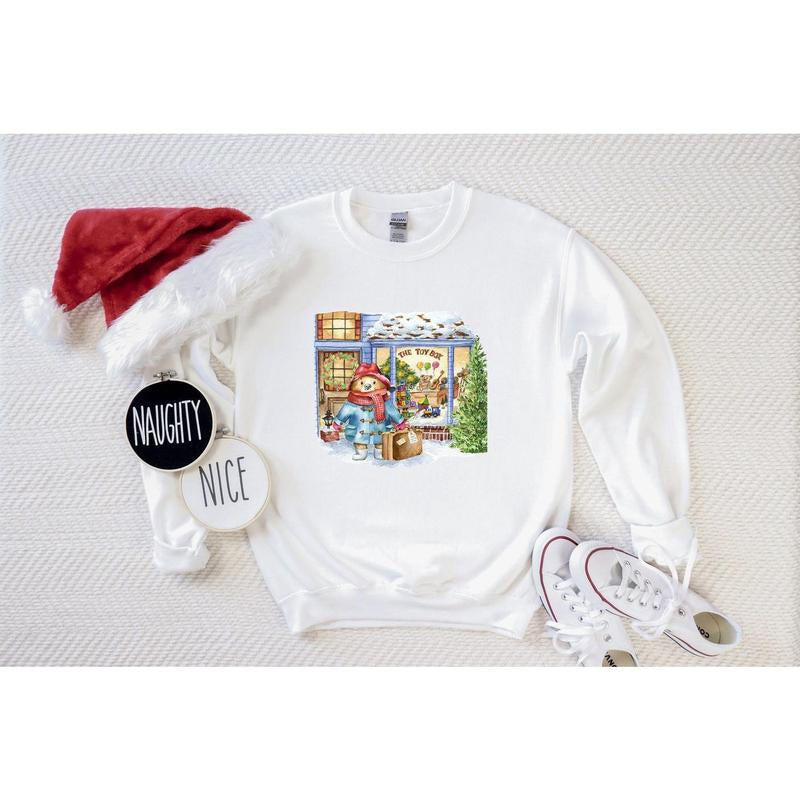 Ladies Christmas Sweatshirt, Christmas Bear Sweatshirt, Cute Bear Sweater, Christmas Gift