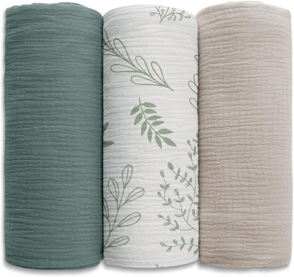 Muslin Cloth Baby Swaddle Cloths for Newborns, Pack of 3 Muslin Blanket, Large 95 X 100Cm Baby Blanket - Baby Swaddle Blanket Burp Cloths, Swaddle Cloth Essential Items for Baby Shower