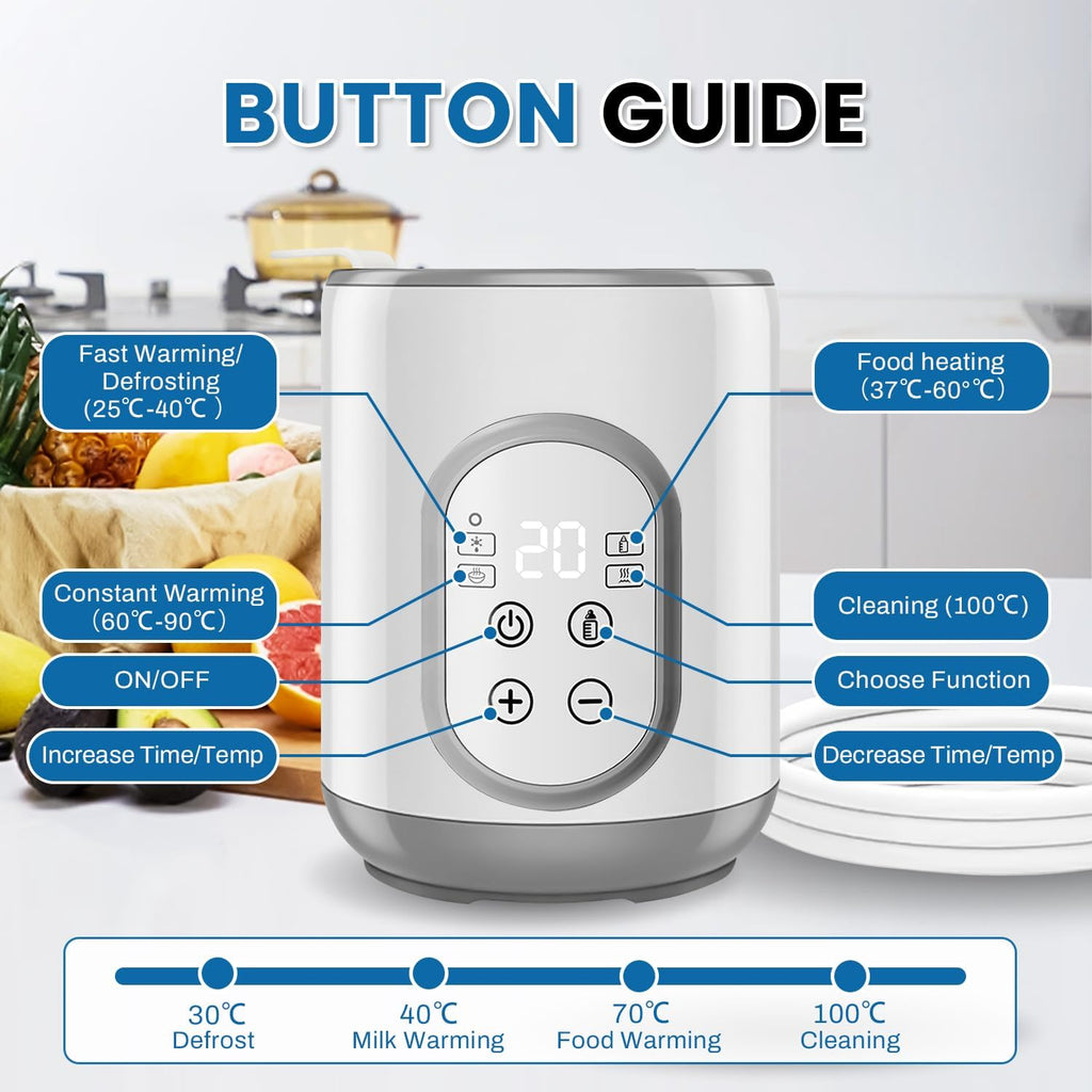 Baby Bottle Warmer,Smart Temperature Control and Automatic Shut-Off,Fast Baby Food Heater&Defrost,Warmer Accurate Temperature Control for Breastmilk or Formula