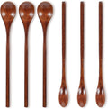 6 Pcs Wooden Coffee Spoons, Long Handle Mixing Spoon Small Wooden Long Teaspoon Honey Spoon Handmade Wood Stirring Spoon Tiny Tasting Spoon Set for Jam Dessert Stir Spoon Kitchen Utensil