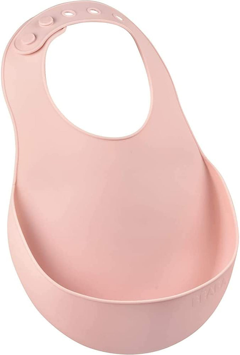 Silicone Baby Bib - Waterproof - Adjustable: Several Sizes - Light and Flexible - Ultra Soft - Easy to Clean - Large Pocket to Catch Food - Pink