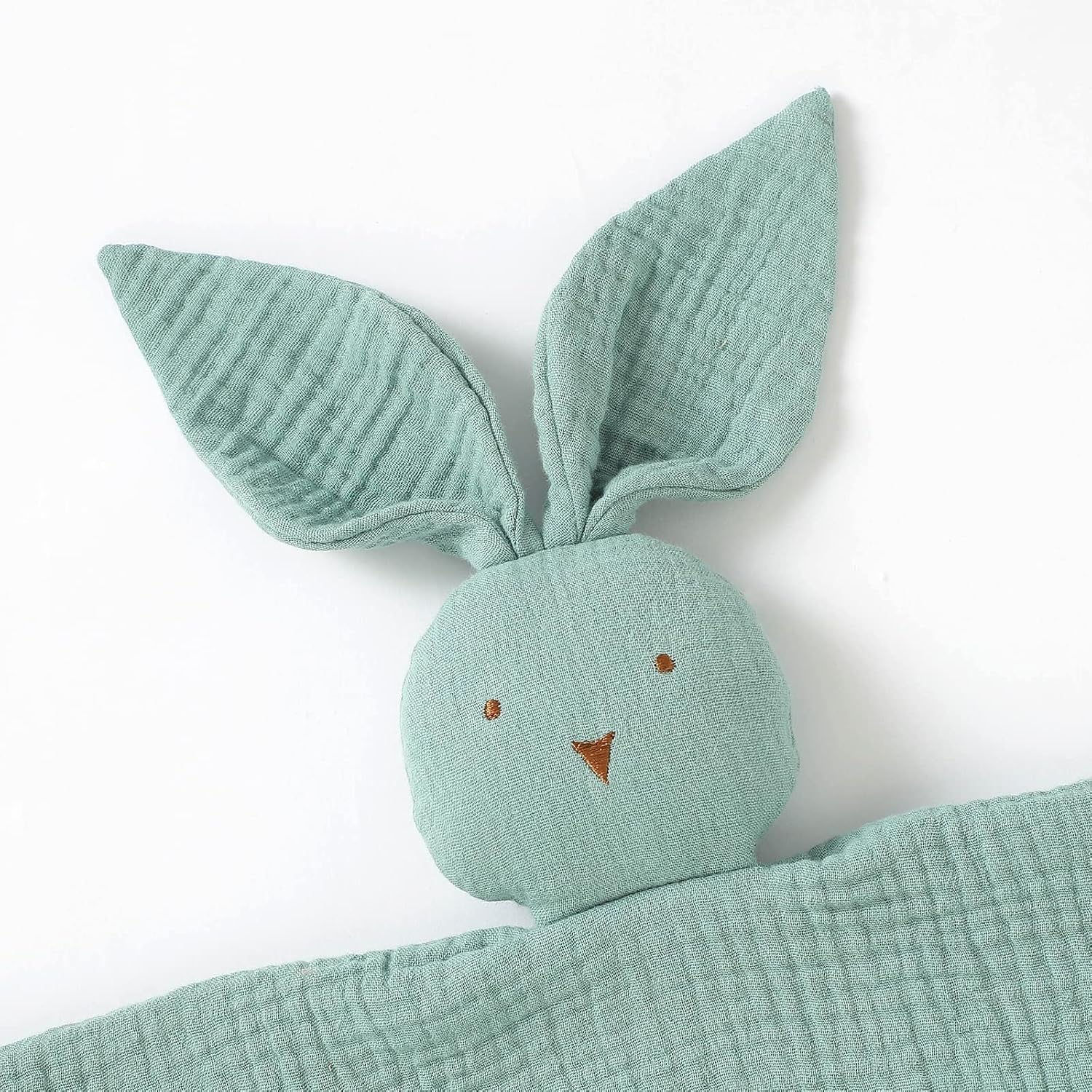 Bunny Comforter Blanket for Baby, 100% Organic Cotton Muslin, Cuddly for Boys, Girls and Infants. (Sage Green)