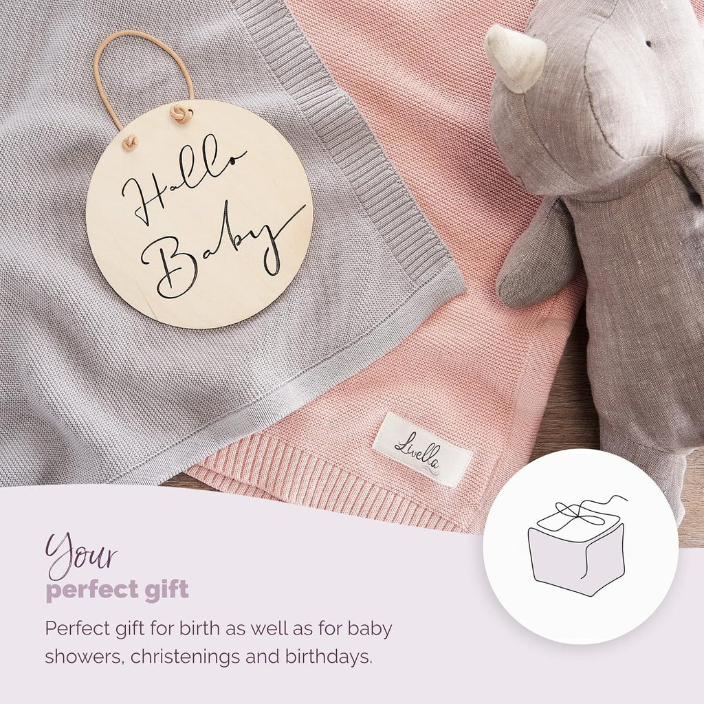 Baby Blanket 100% Organic Cotton, Super Soft and Breathable Knitted Premium Baby Blanket, Ideal for Soft Baby Skin, Material Certified Oeko-Tex Standard 100 and GOTS