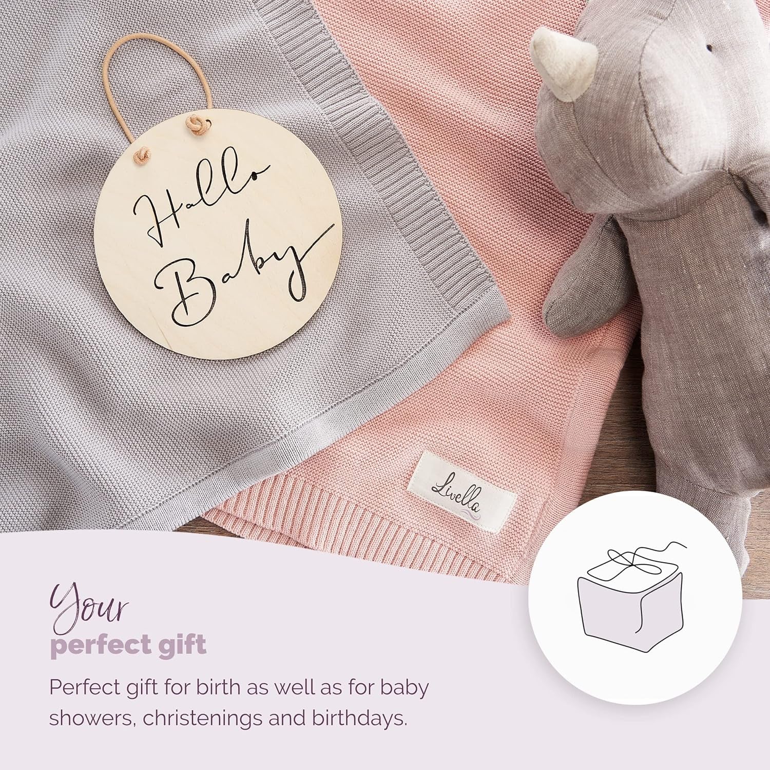 Baby Blanket 100% Organic Cotton, Super Soft and Breathable Knitted Premium Baby Blanket, Ideal for Soft Baby Skin, Material Certified Oeko-Tex Standard 100 and GOTS