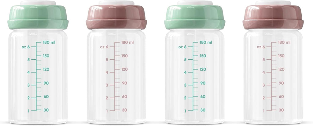 Premium Glass Breastmilk Storage Bottles, Pack of Four, 180Ml, Dishwasher, Freezer, and Microwave Safe (Glass Breastmilk Storage Bottles, 4 X 180Ml)