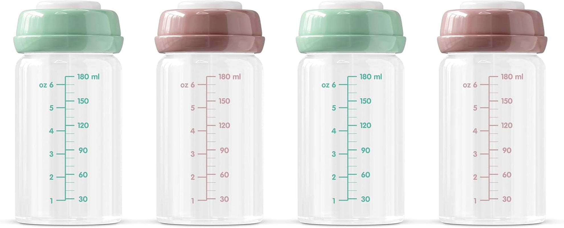 Premium Glass Breastmilk Storage Bottles, Pack of Four, 180Ml, Dishwasher, Freezer, and Microwave Safe (Glass Breastmilk Storage Bottles, 4 X 180Ml)