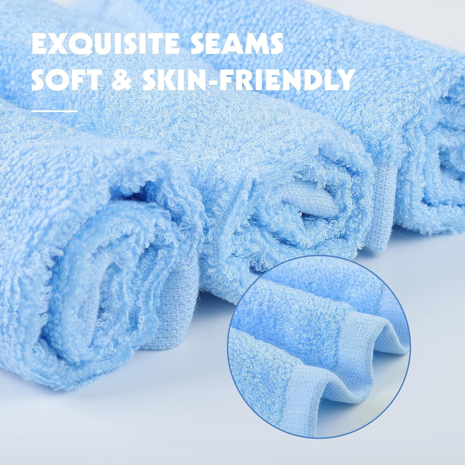 8 Pack Flannel Face Cloth, 10 X 10 Inch Soft Bamboo Face Cloths Towels Reusable Flannels Facial Cleansing Cloths Baby Wash Cloth for Women Kids Adult Spa Sport Beauty Routine (Blue)