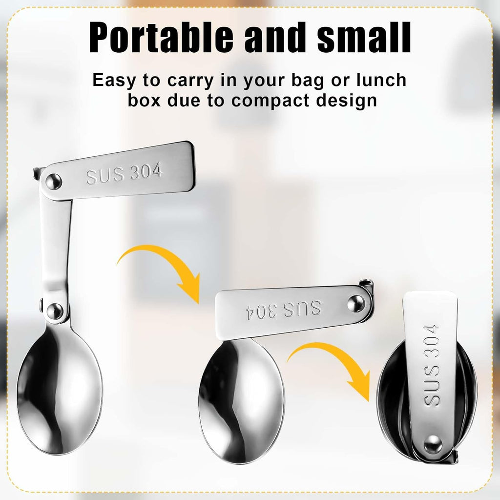 3Pcs Folding Spoon for Thermos Funtainer Food Jar 16Oz, Spoon Replacement Parts Stainless Steel Foldable Spoon Accessories Metal Serving Spoon Stainless Spoon Compatible with Thermos Funtainer