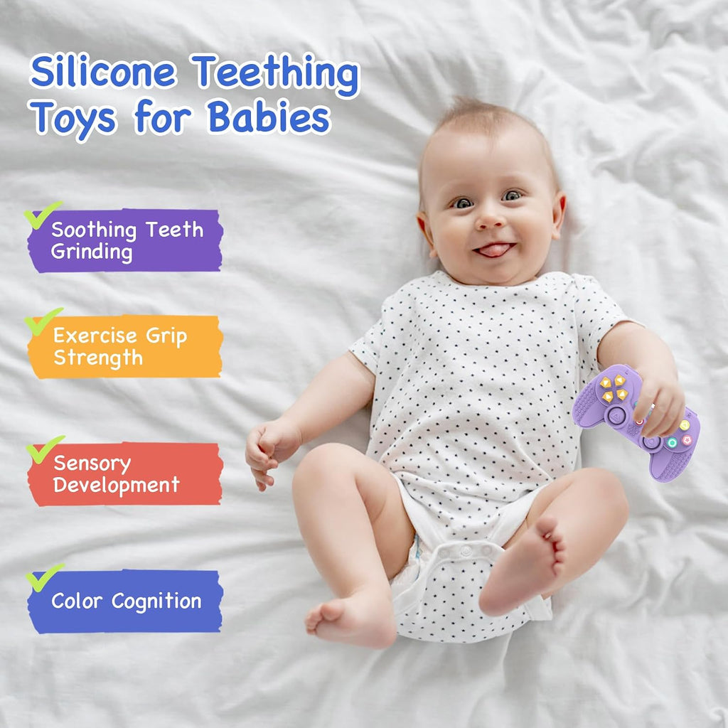 Silicone Teething Toys for Babies 0-6 Months, Teethers for Babies 6-12 Months, Remote Teether for Baby, Sensory Toys for Babies, Baby Chew Toys